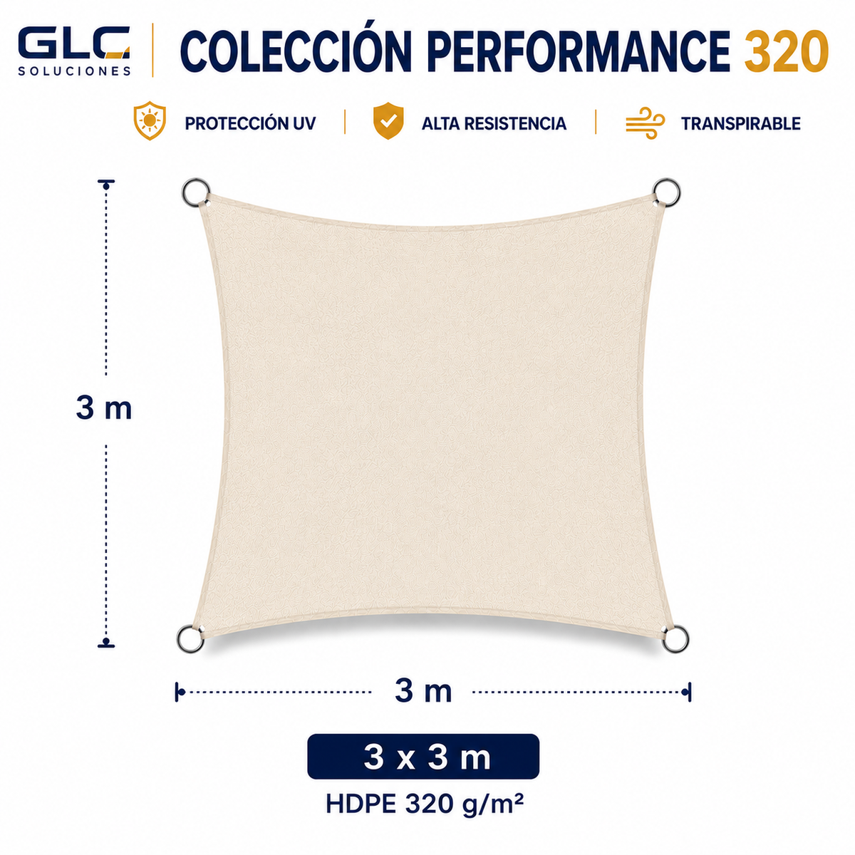 Toldo Vela Performance 320GR  3×3 m