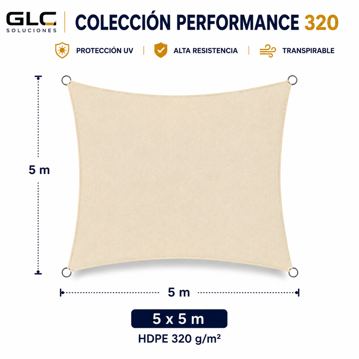 Toldo Vela Performance 320GR  5×5 m
