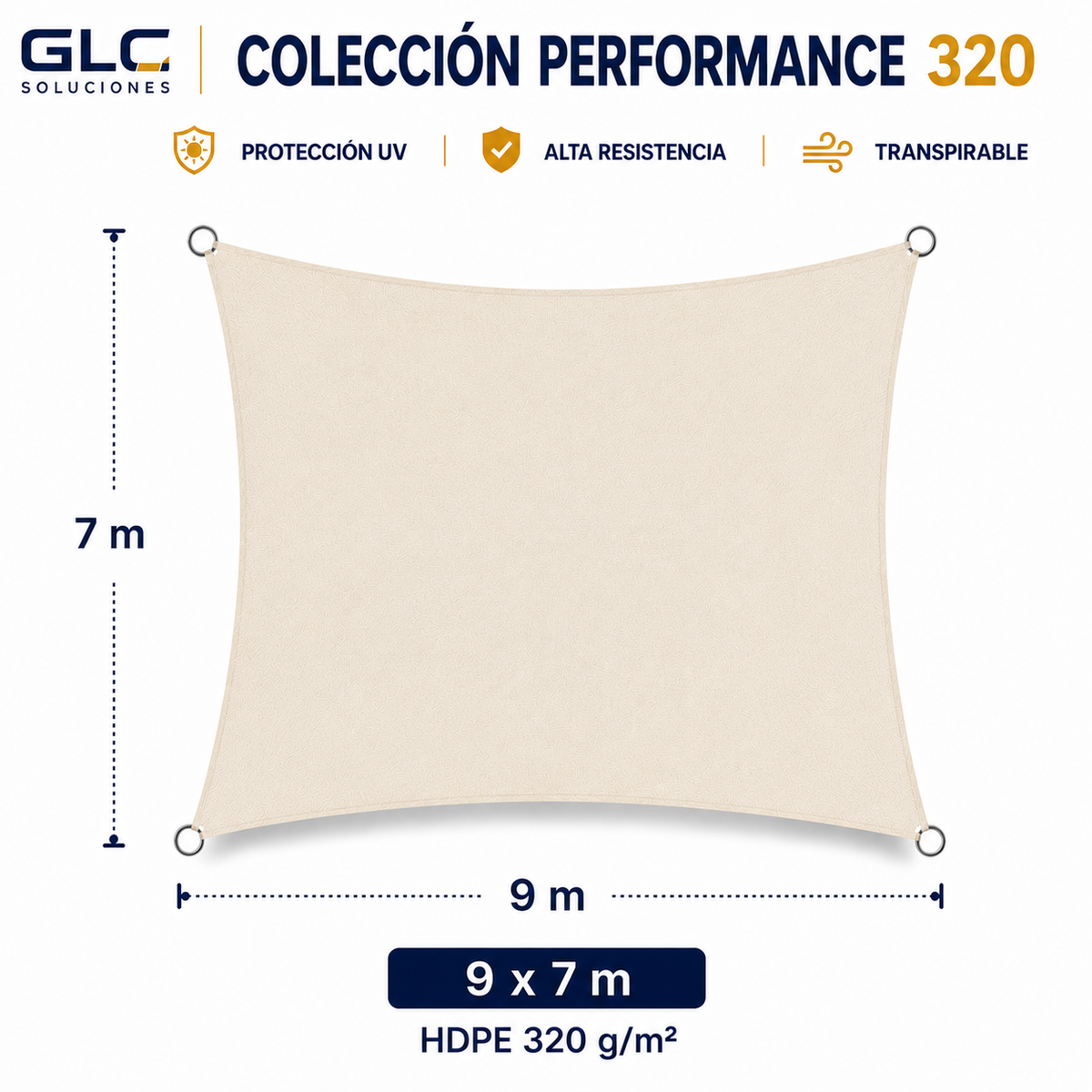 Toldo Vela Performance 320GR  7×9 m