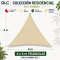 Toldo Vela Residencial 90% Sombra Triangular 4×4 m