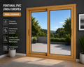 Ventanal Corredero PVC Roble Dorado Línea Europea 200×205 cm (Ancho: 200 cm × Alto: 205 cm) | Termopanel 4/10/4