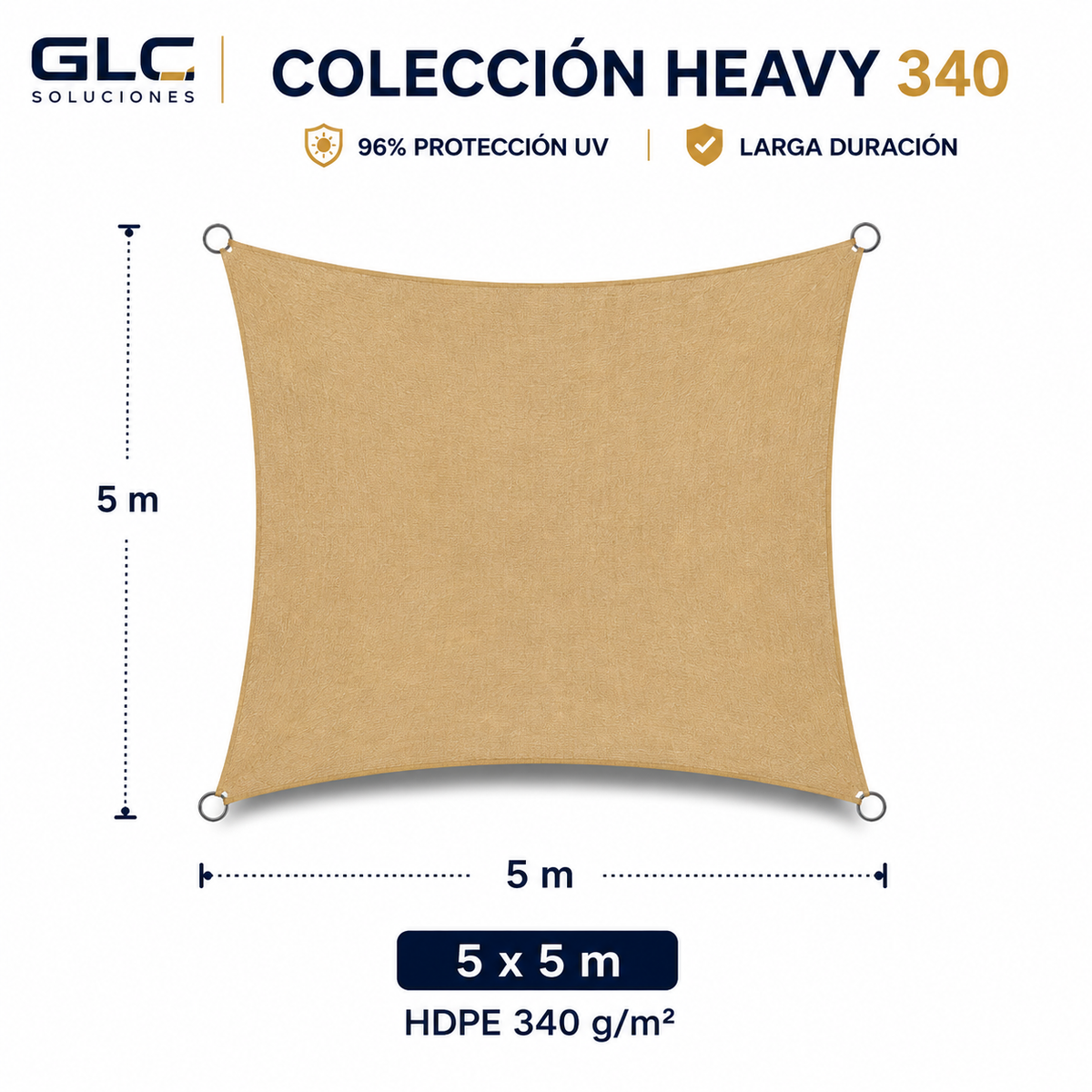 Toldo Vela Heavy 340 5x5 m