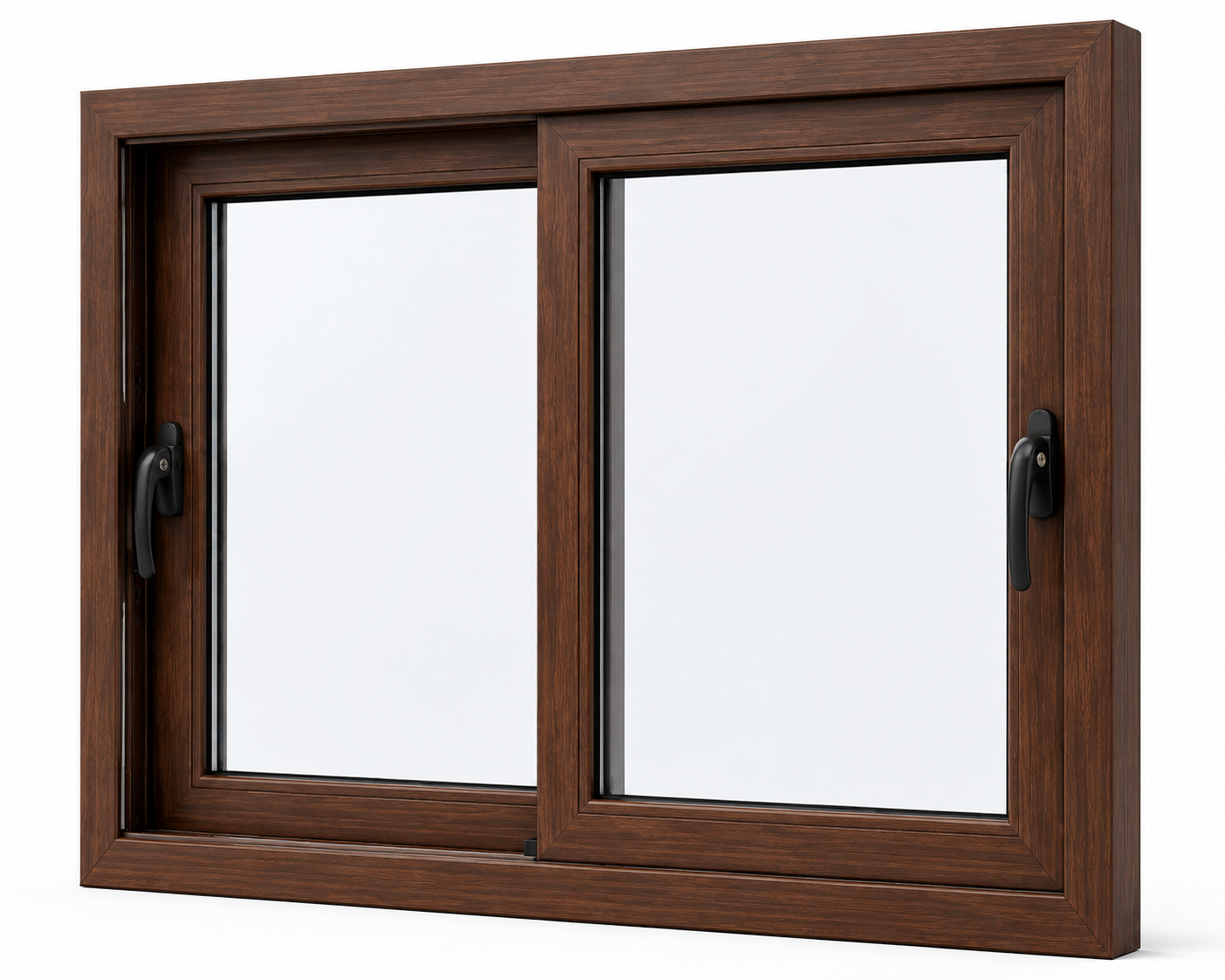 Ventana Corredera PVC Línea Europea Nogal 100×100 cm | Termopanel 4/10/4